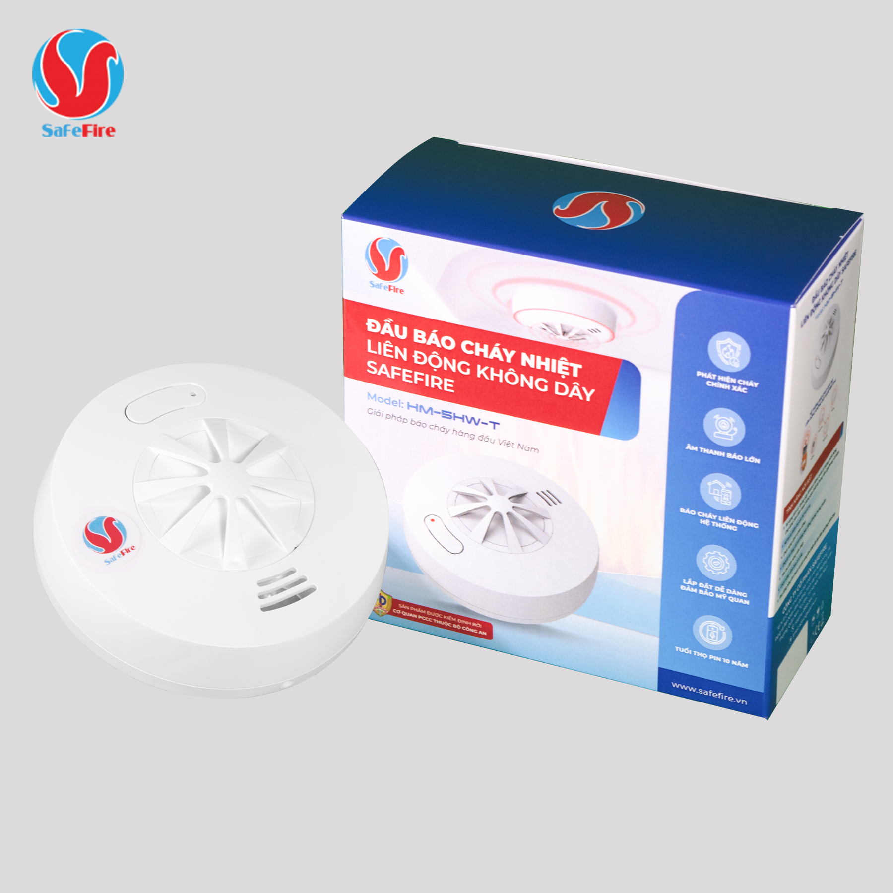 SafeFire Wireless Heat Detector HM-5HW-T features